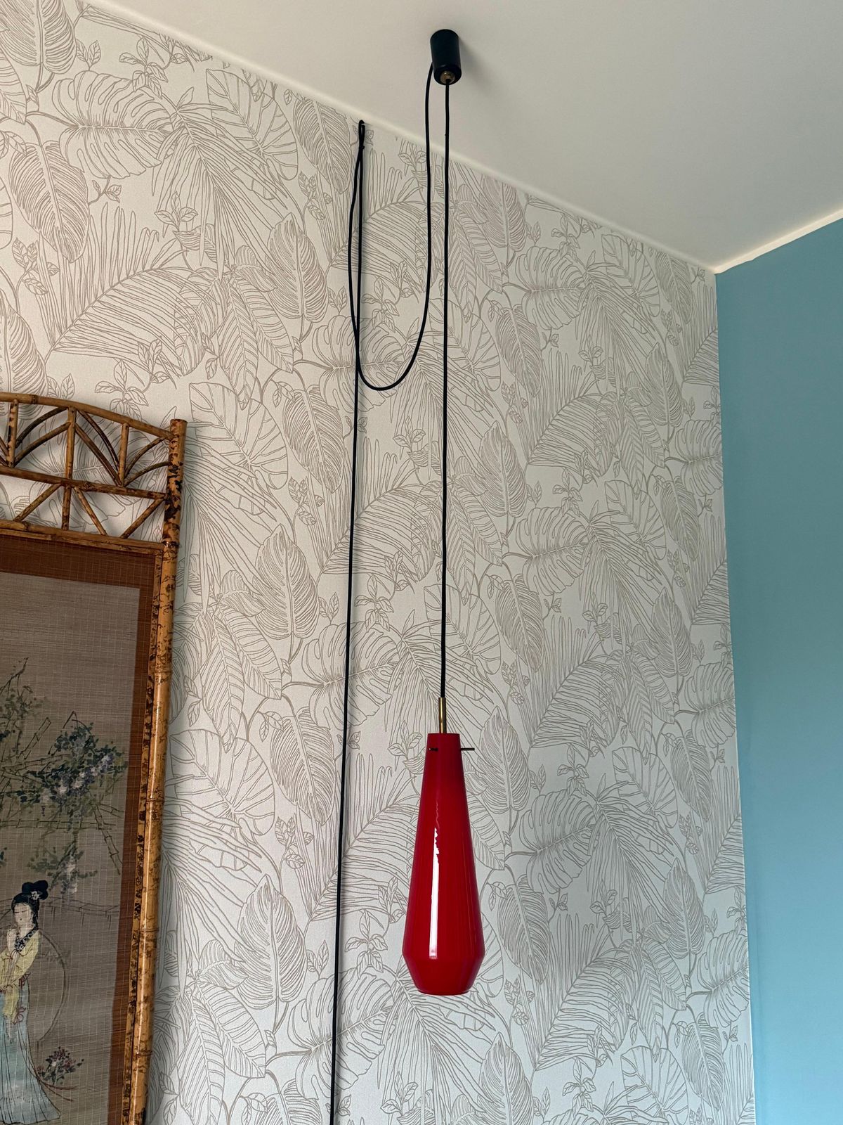 Pair Of Vistosi 1950s Green And Red Hanging Bedside Wall Lamps photo vintage