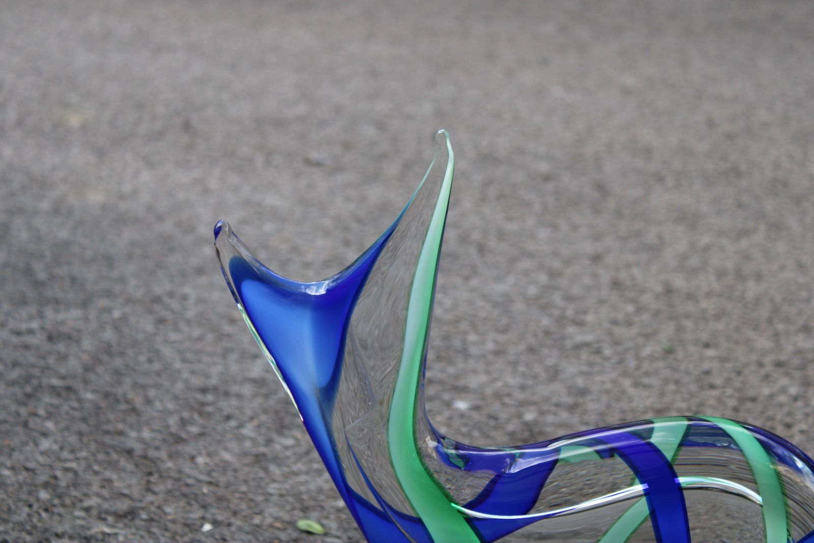 1970 Murano Glass Sculpture In The Shape Of A Fish With Blue And Yellow Colors photo Art
