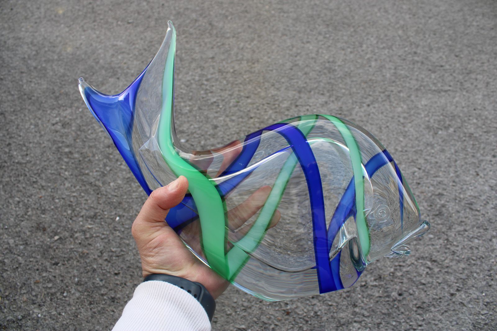 1970 Murano Glass Sculpture In The Shape Of A Fish With Blue And Yellow Colors photo buy