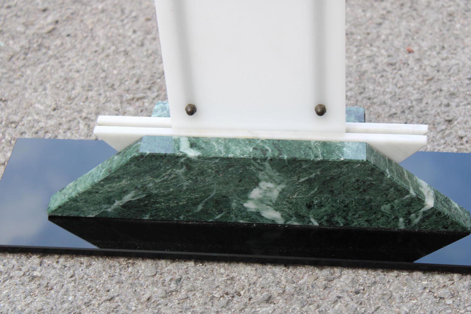 Art Deco Plexiglass Marble And Black Glass Table Clock photo buy