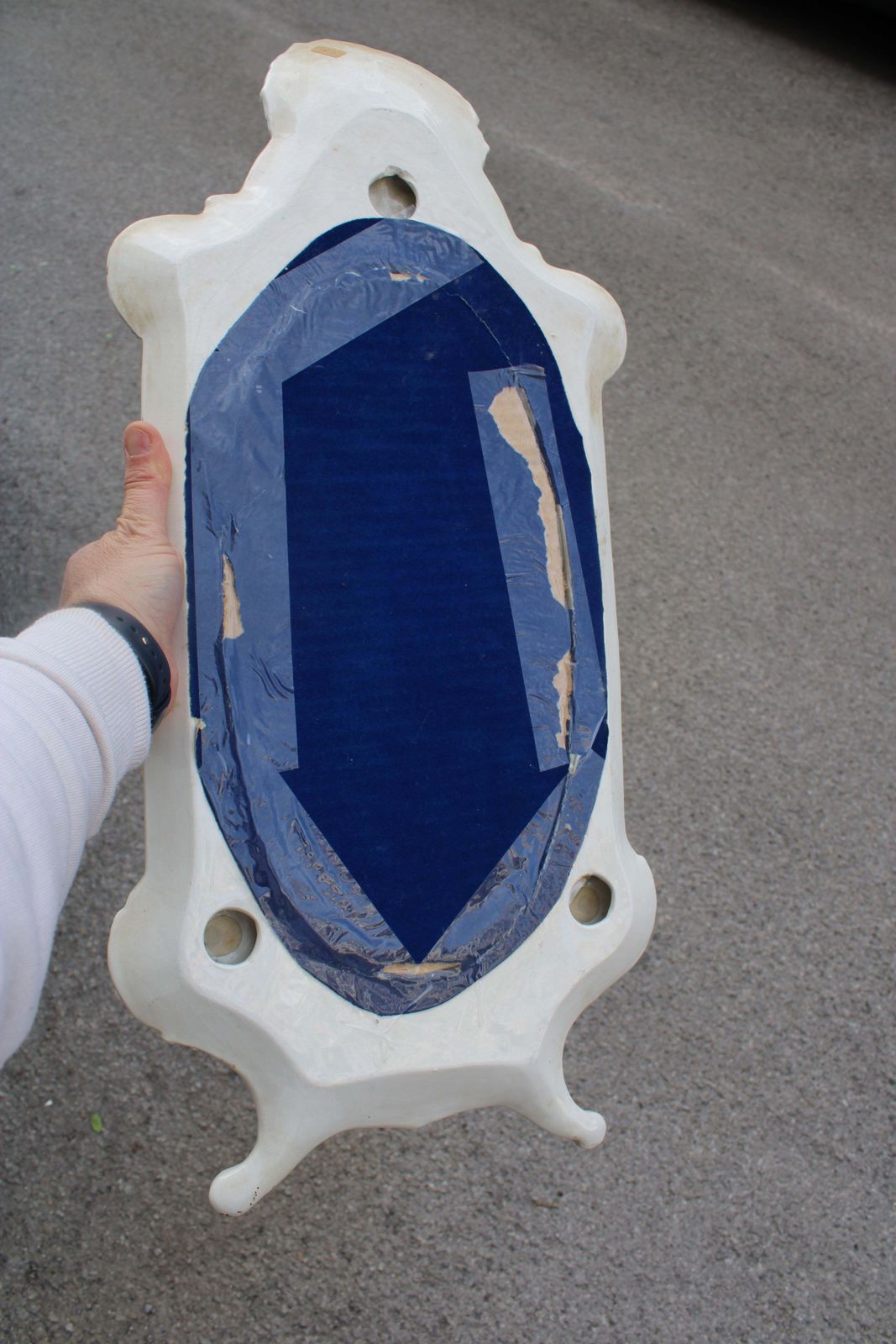 photo vinterior Italian Rococo Style Mirror In 1950s Ceramic White And Yellow