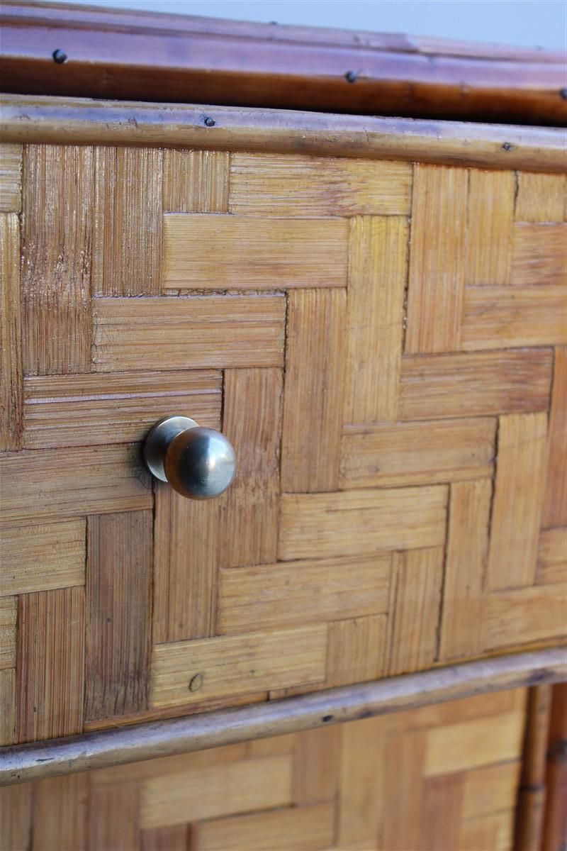Midcentury Chest Of Drawers In Bamboo Brass Italian 1950s photo vintage
