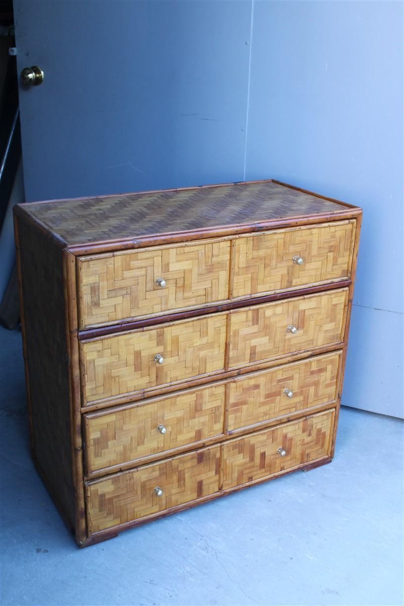 photo for sale Midcentury Chest Of Drawers In Bamboo Brass Italian 1950s