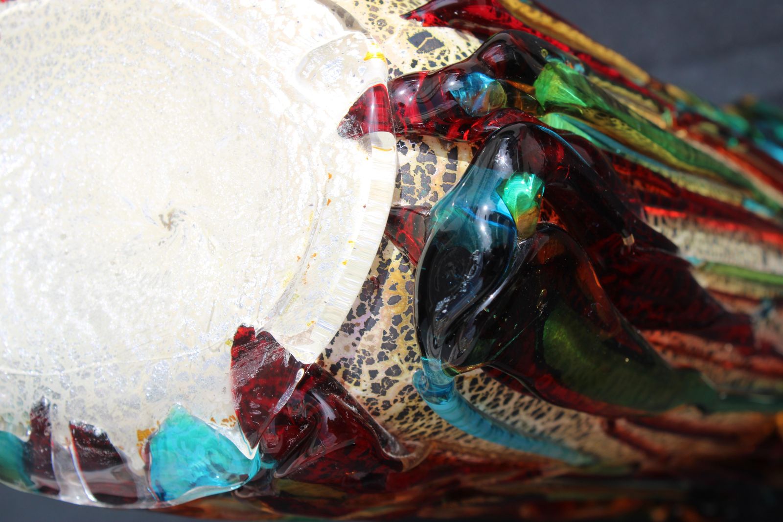 photo vinterior Large Murano Glass Vase Entirely Handmade Italy 1990 Colorful