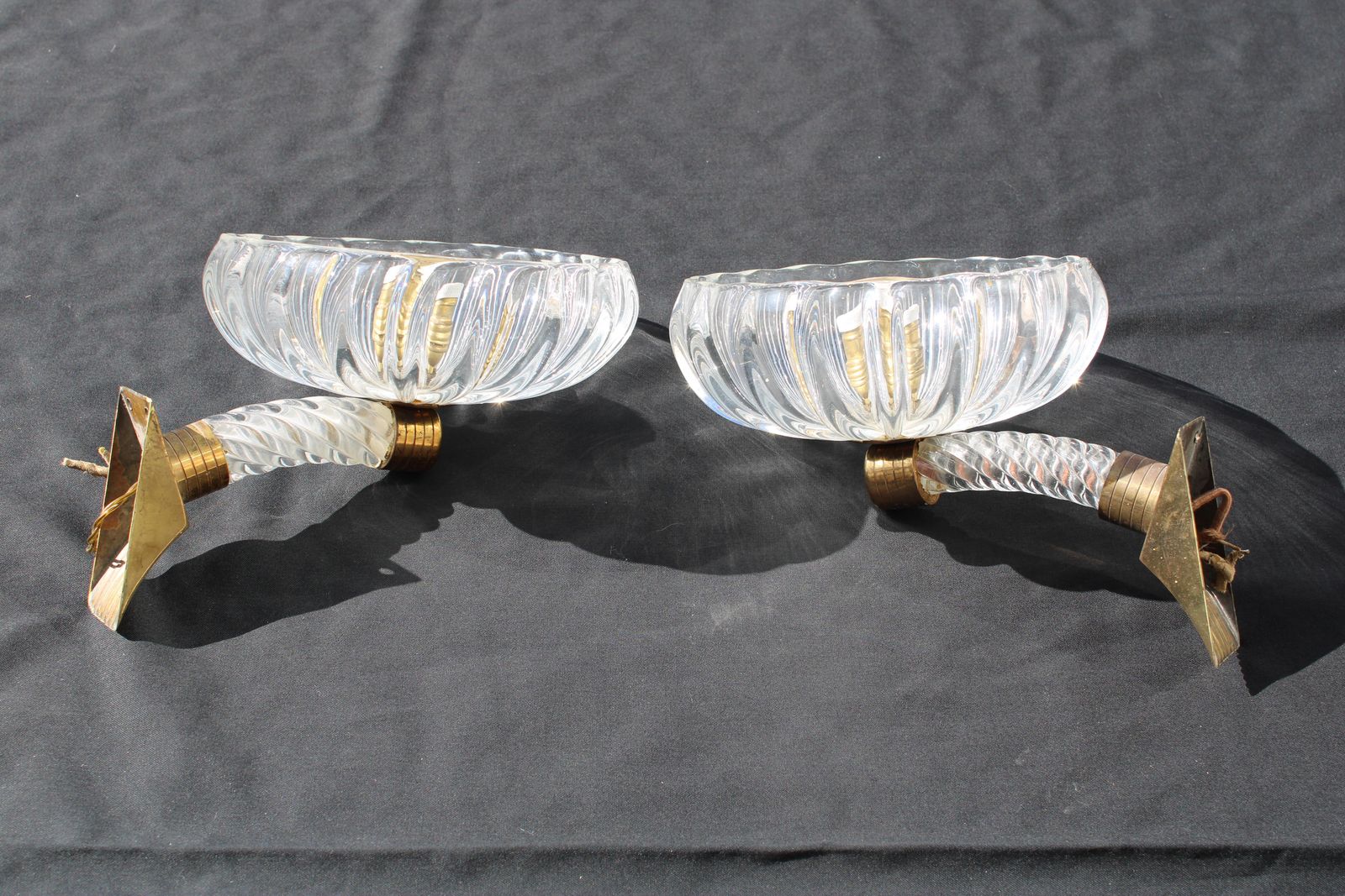 Pair Of Barovier 1940 Murano Wall Lamps Brass Parts photo furniture