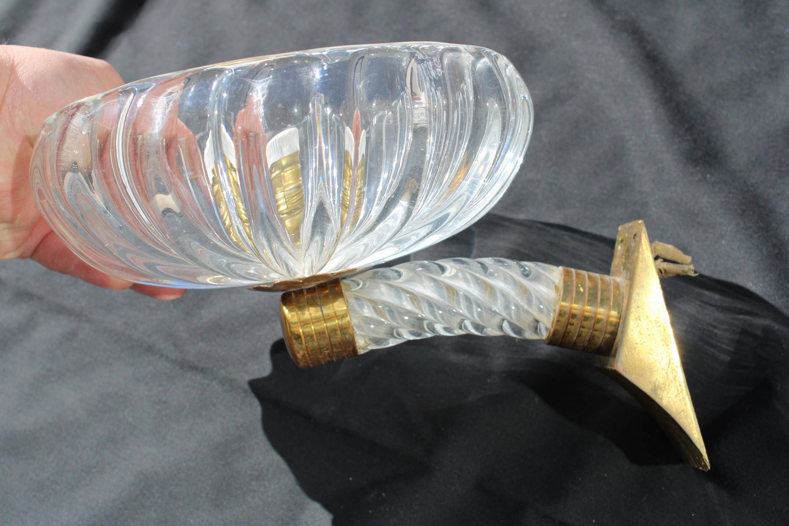 Pair Of Barovier 1940 Murano Wall Lamps Brass Parts photo vintage