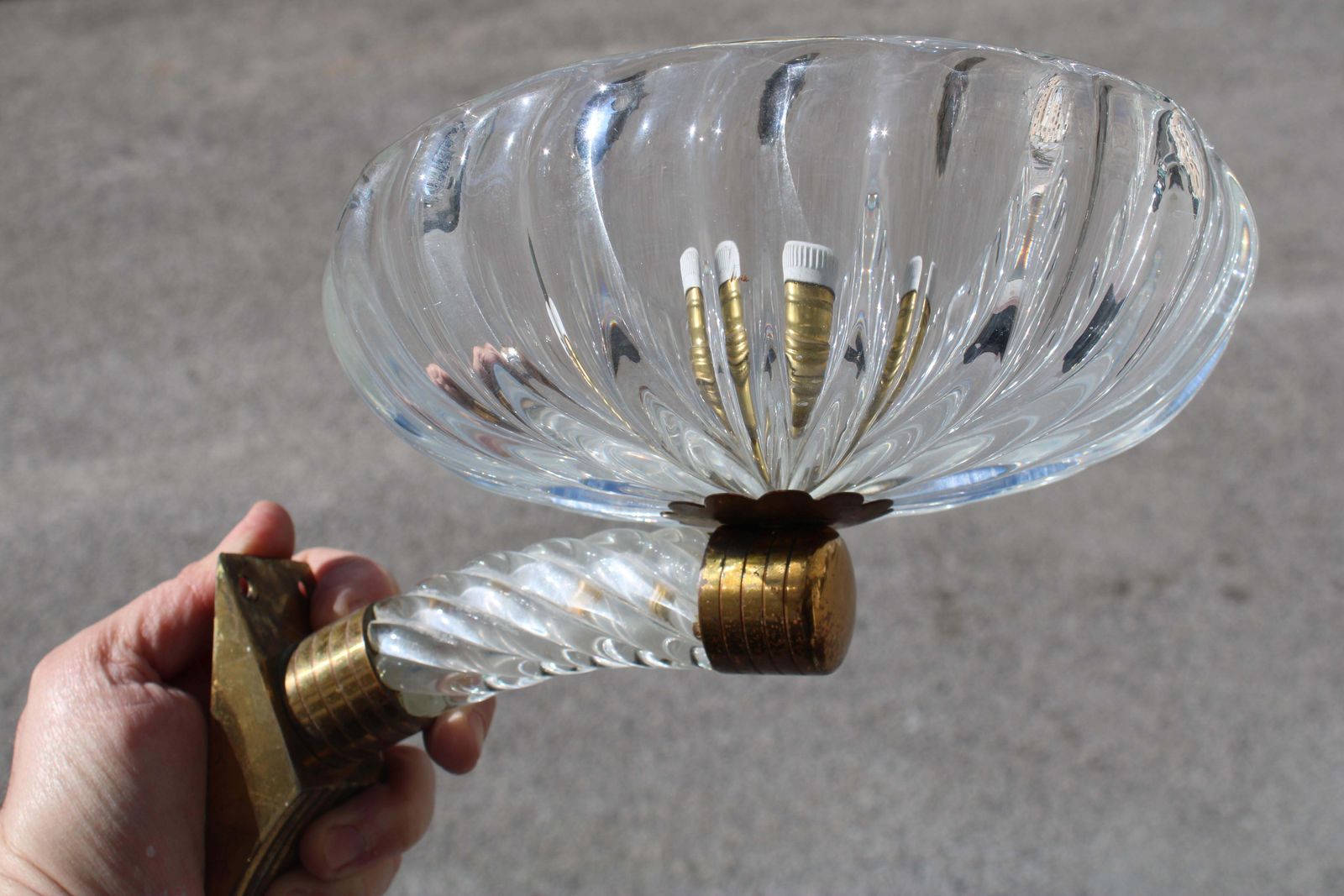 2655.0 Pair Of Barovier 1940 Murano Wall Lamps Brass Parts photo