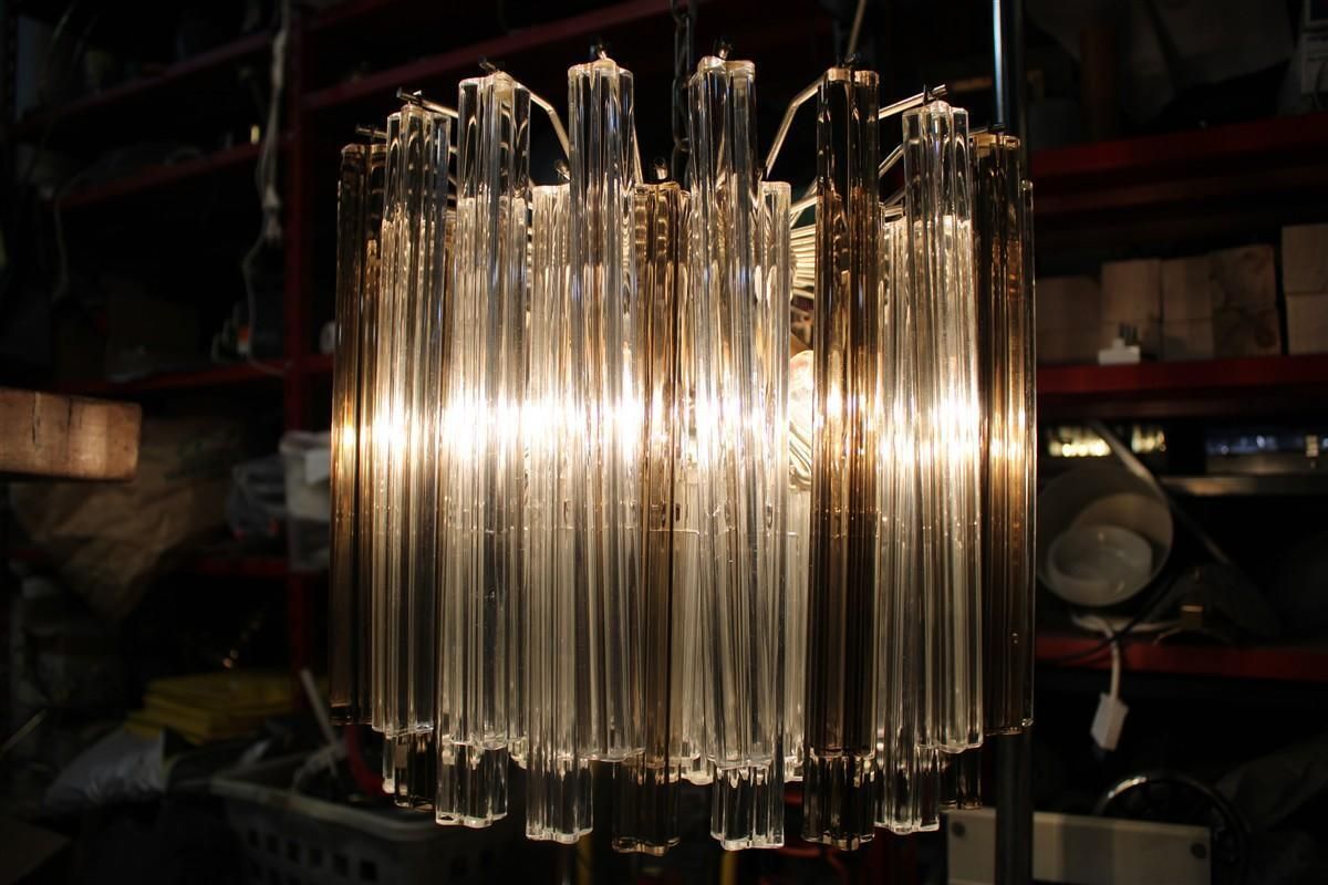 photo for sale Venini Quadrifogio Italia 1970s Round Chandelier Chromed Metal Structure
