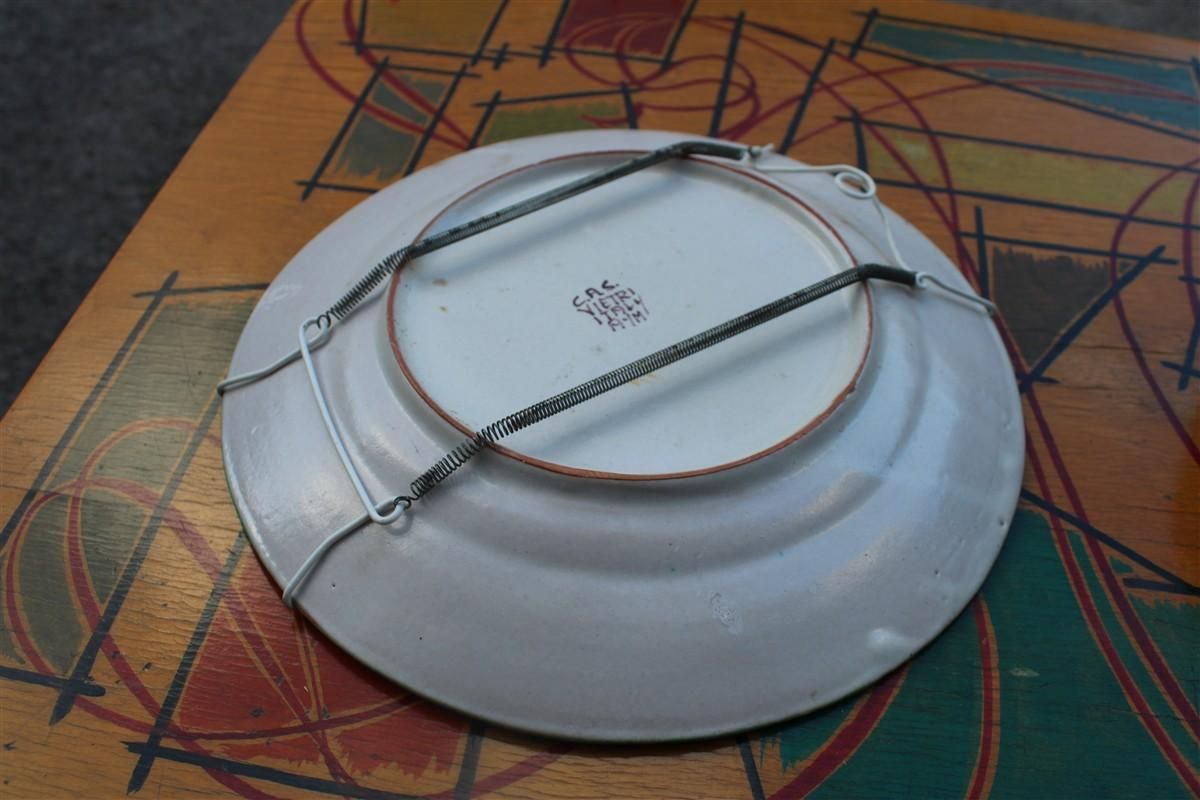 Round Plate Vietri C.A.S.  1950 With Fisherman Figures Made In Italy photo buy