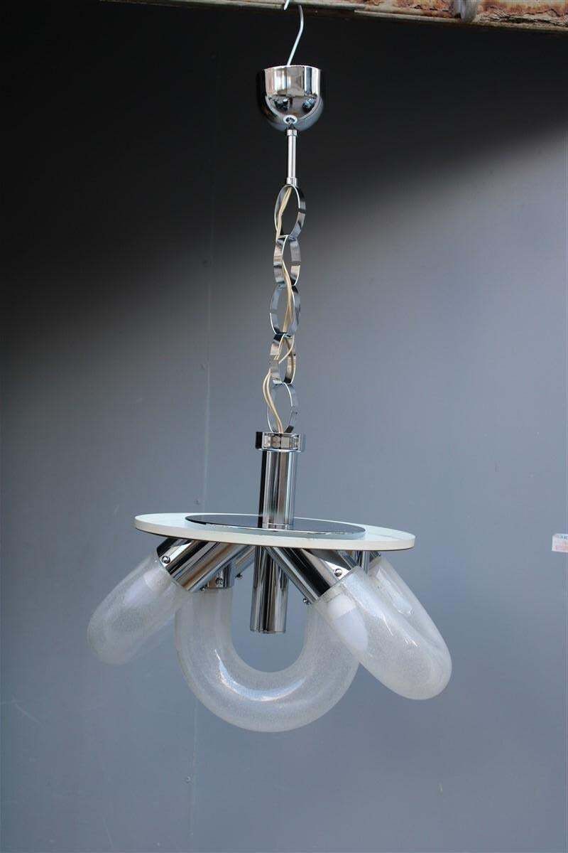 photo for sale Carlo Nason For Mazzega Chandelier Pop Art Pulegoso 1970 Chromed Metal