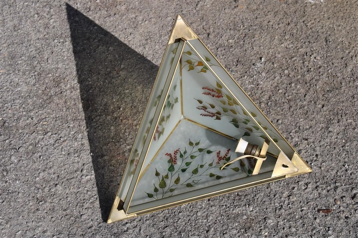 photo furniture Pair Of Wall Lamps Triangle Design Italian Glass Painted Naturalist