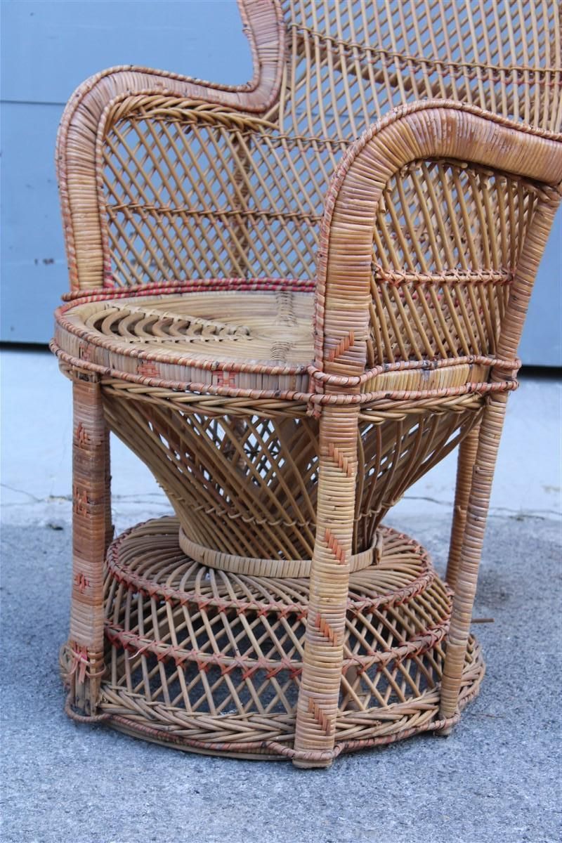 Large Decorative Italian Straw Chair From Around 1950, Franco Albini Style photo Furniture