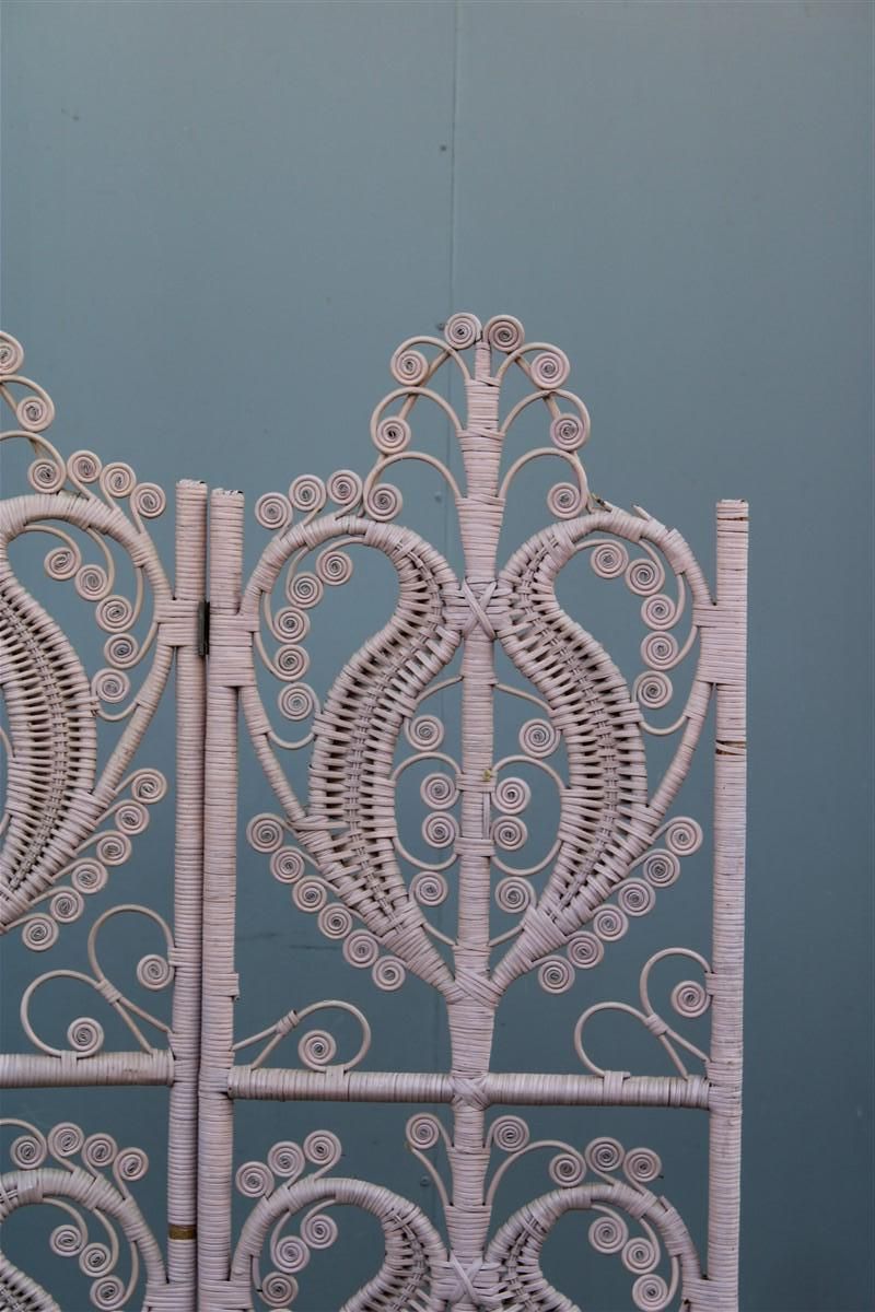 Hand Woven Bamboo Screen Partition Italian 1960s Pink photo Home Decor
