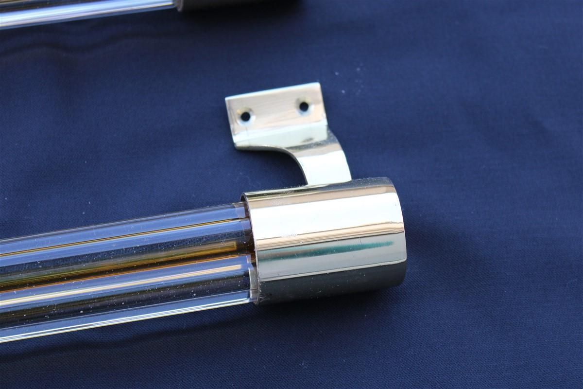 Pair Mid Century Venini Handles Brass Shiny And Murano Glass 1950s Made In Italy photo Home Fixtures