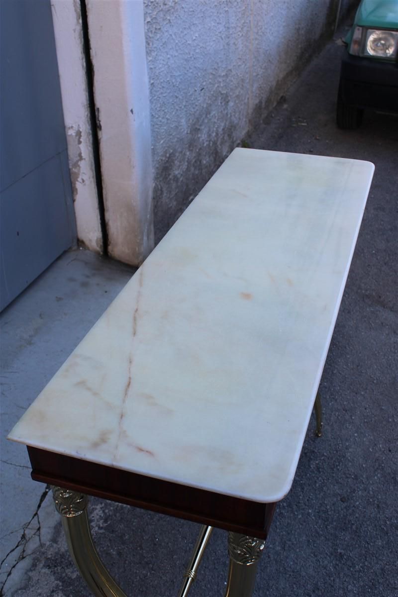 Console Neoclassical Style Paolo Buffa Design 1950 Italy Brass Marble Wood photo Furniture