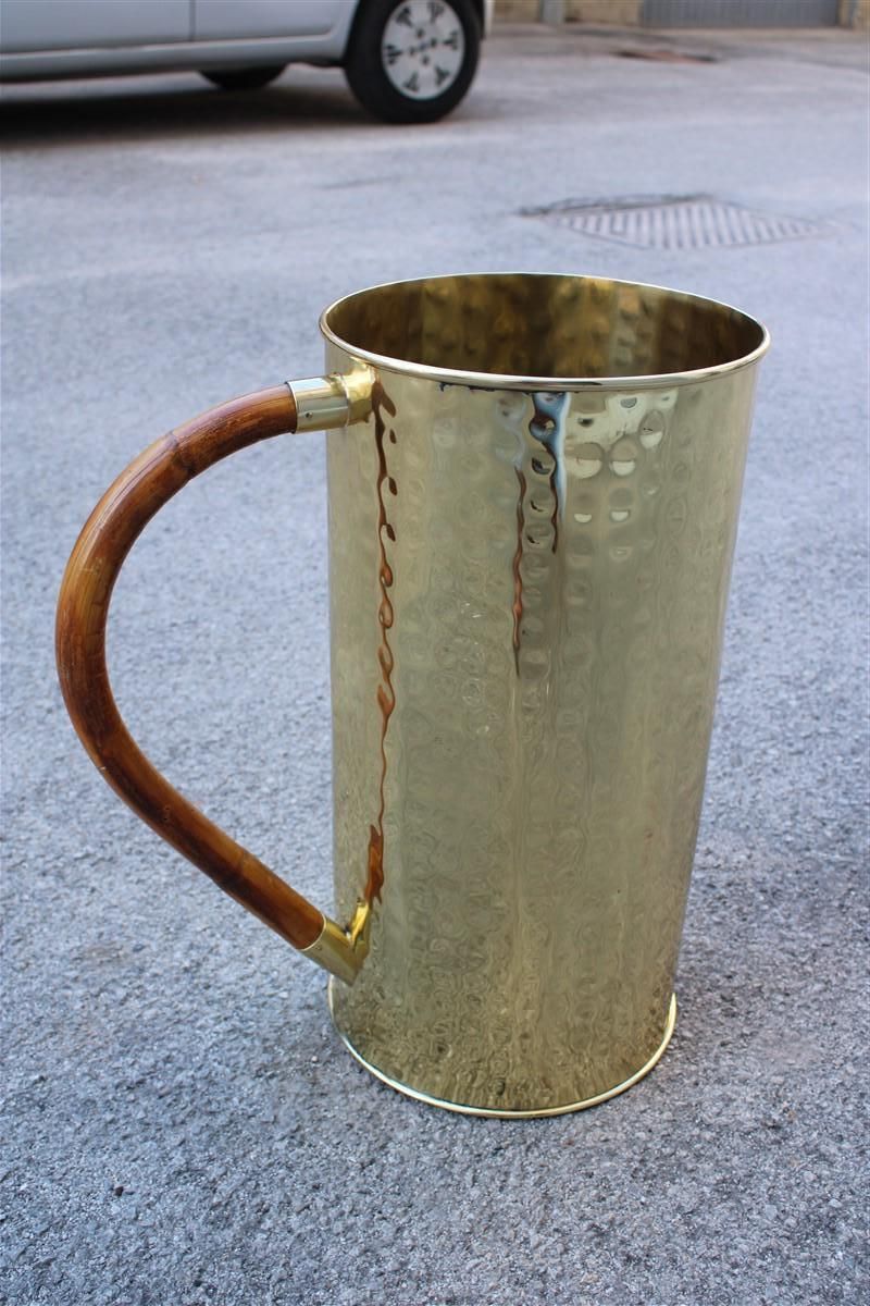 Elegant Umbrella Stand Bamboo And Solid Brass Italian Design 1970s photo for sale
