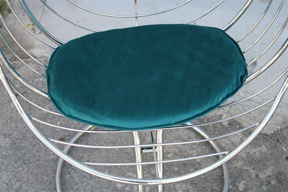 Chairs Model Marika Giorgio Rinaldi For Rima Italian Design 1970 Green Crhome photo vintage
