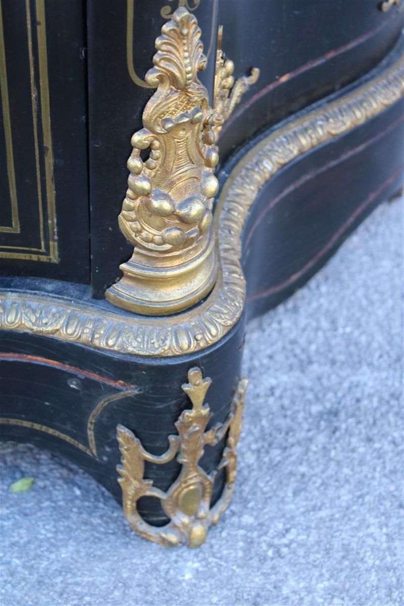 photo vinterior Cabinet Black And Gold Napoleon III 1860 France Marble Top André Charles Boulle