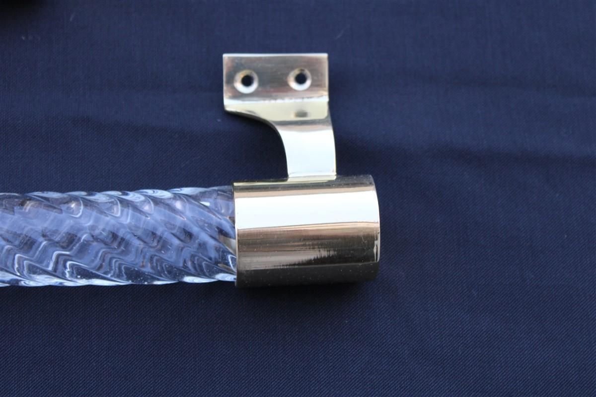 Pair Of Venini Handles In Murano Glass Torcello And Brass 1940s Gold photo for sale