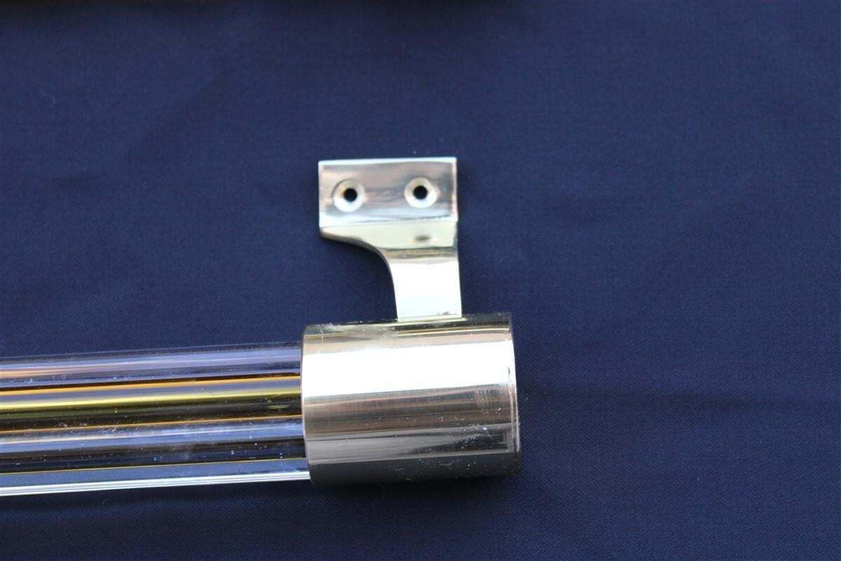 Pair Of Large Venini Style Handles In Murano Glass Torcello Brass 1940s Orange photo for sale