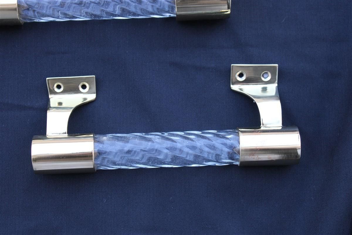 Pair Of Venini Handles In Murano Glass Torcello And Brass 1940s Gold photo Home Fixtures