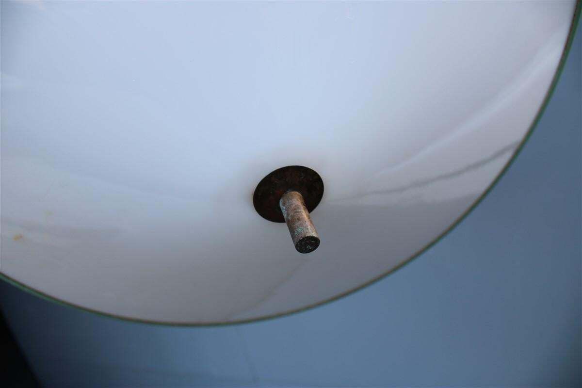 photo for sale Mid Century Italian Design Chandelier Green Metal Brass Parts 1950s Ufo