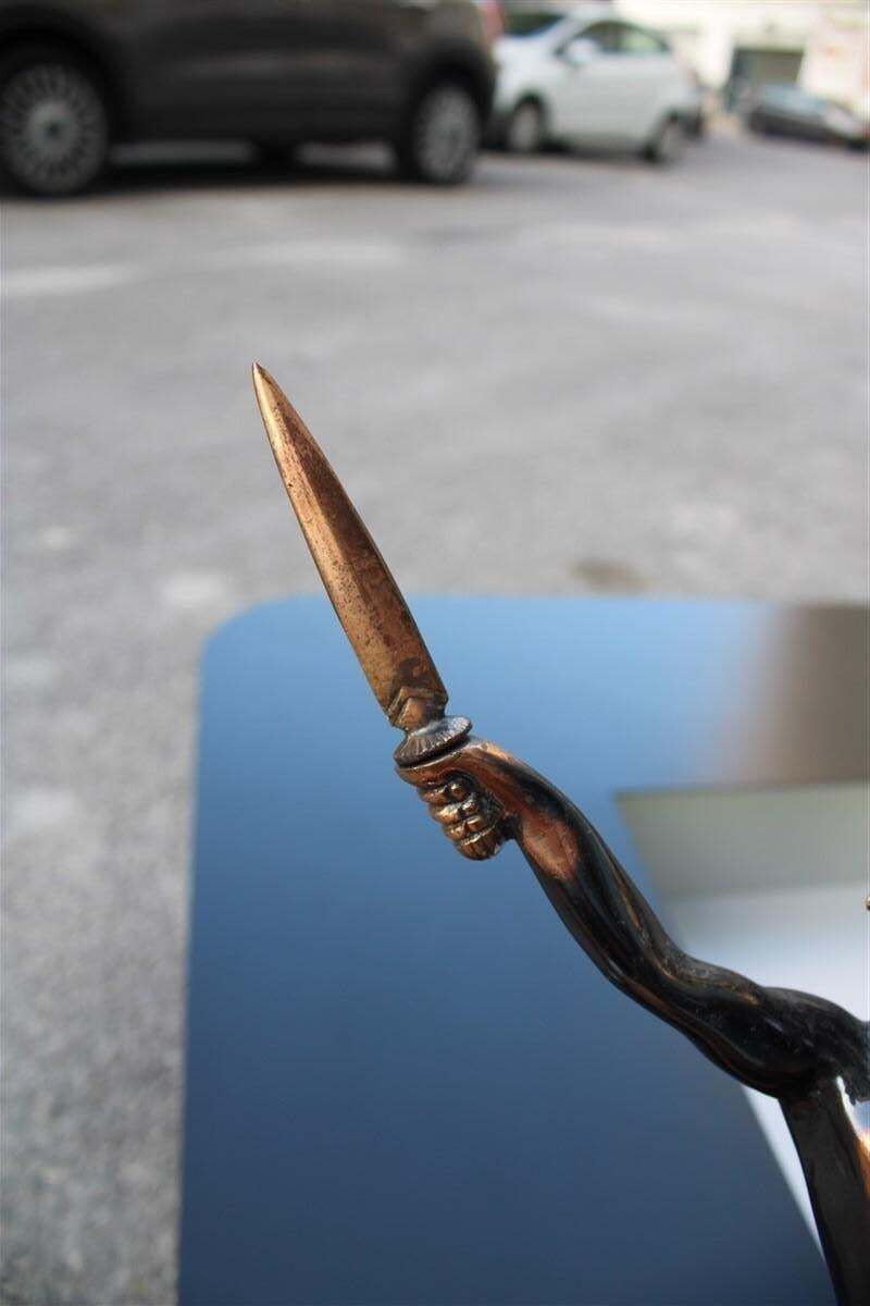 photo for sale Figurative Sculpture In Aged Metal Of A Roman Warrior Gladiator 1950