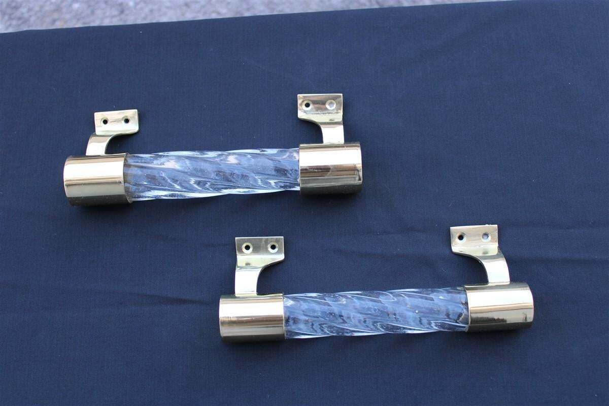 Pair Of Venini Handles In Murano Glass Torcello And Brass 1940s Gold photo furniture