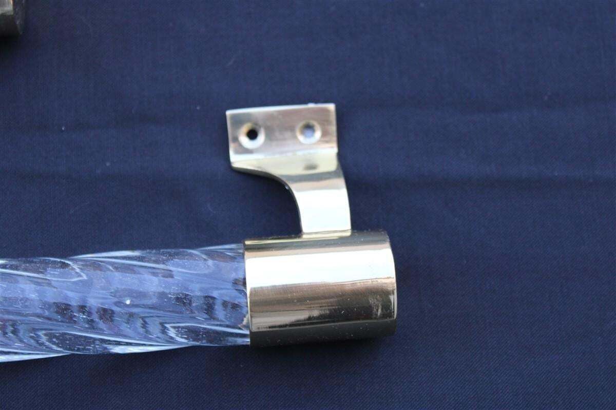 Pair Of Venini Handles In Murano Glass Torcello And Brass 1940s Gold photo for sale