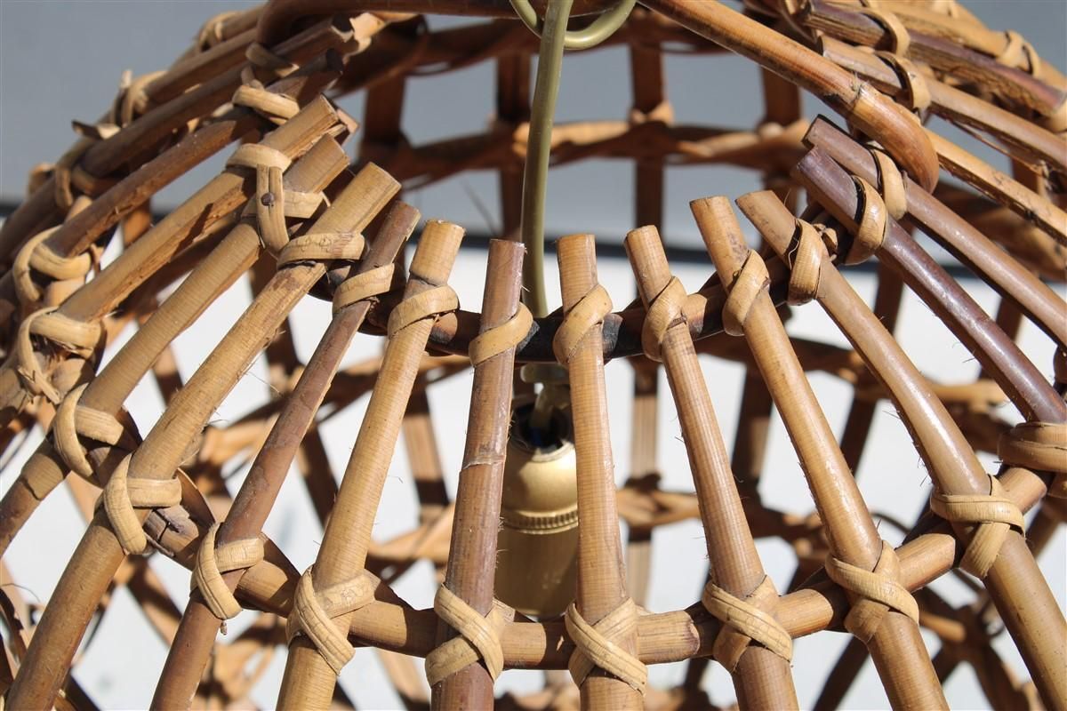 Bamboo And Round Italian Brass Chandelier Mid Century Albini Style 1950 photo buy