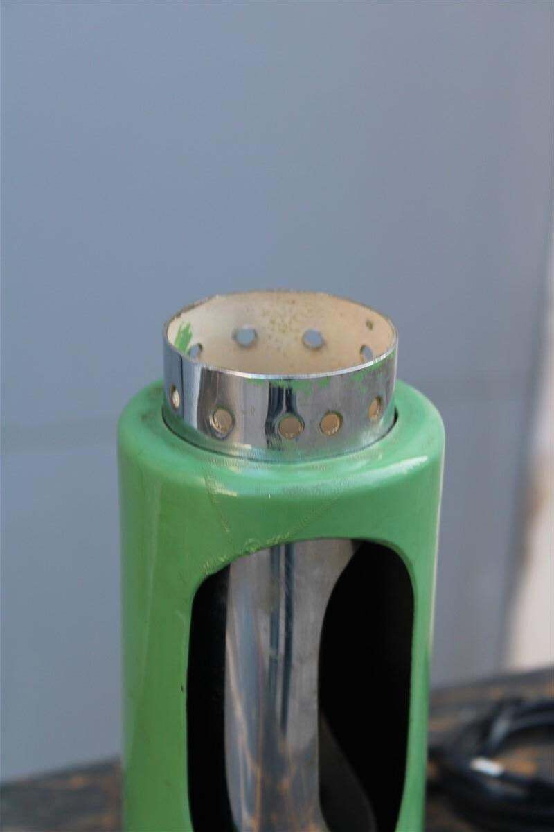 Mid Century Italian Eclisse 1950s Green And Steel Table Lamp photo vintage