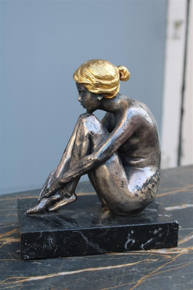 Sculpture Of Womanin Silver Foil And Gold Italy 1970s Guido Mariani photo vinterior