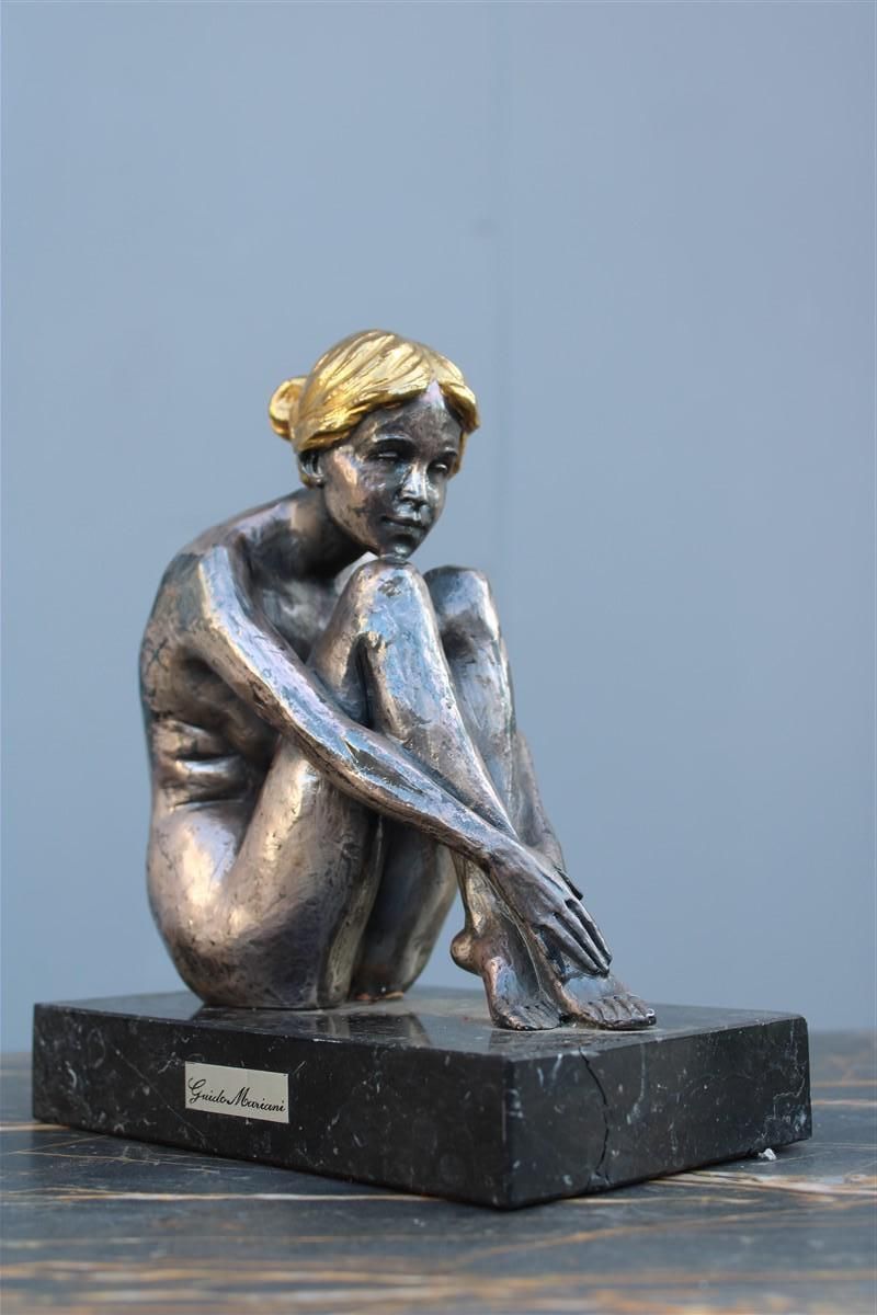 Sculpture Of Womanin Silver Foil And Gold Italy 1970s Guido Mariani photo vintage