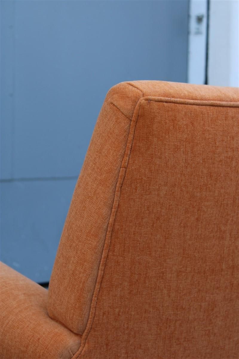 2974.0 Midcentury Italian Design Armchair Orange Velvet Brass Iron Feet Gigi Radice photo