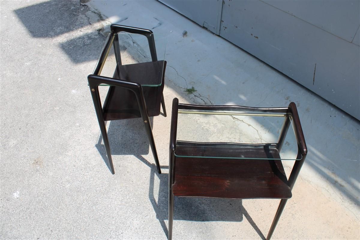 Small Bedside Tables  Shelves Style Ico Parisi For Debaggis 1950s Brass photo Furniture