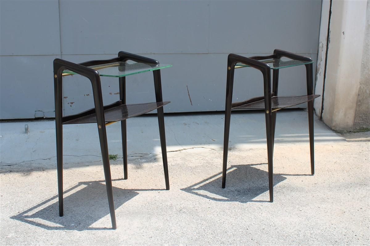 Small Bedside Tables  Shelves Style Ico Parisi For Debaggis 1950s Brass photo vinterior