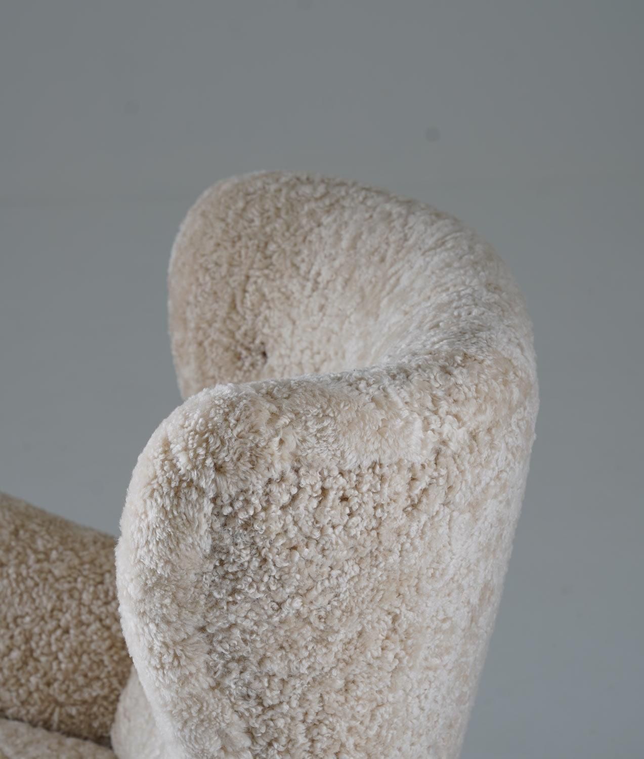 Scandinavian Midcentury Lounge Chairs In Sheepskin photo vintage