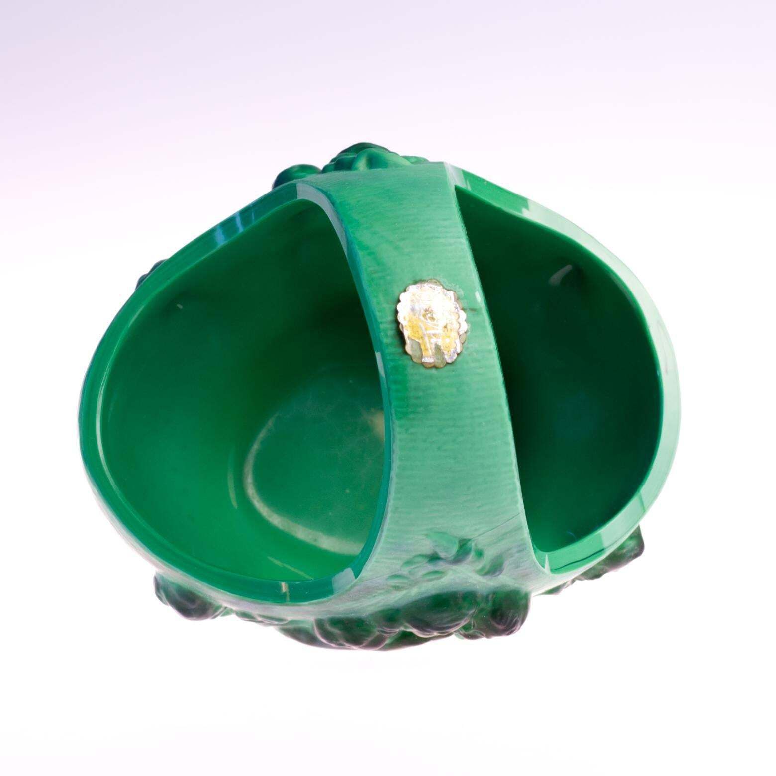 photo furniture Original Art Deco Schlevogt Ingrid Malachite Green Glass Basket, 1930s