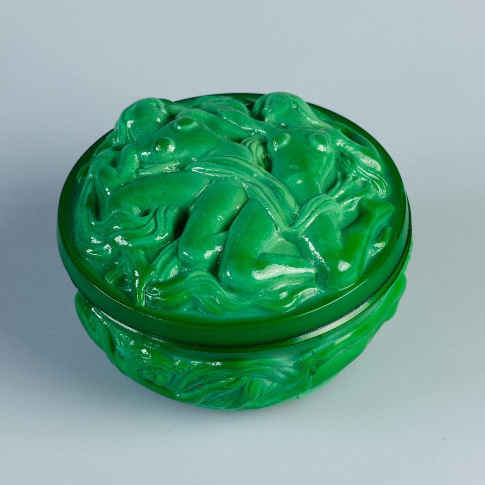 Hoffmann And Schlevogt Art Nouveau Malachite Glass Trinket Box photo 195.0