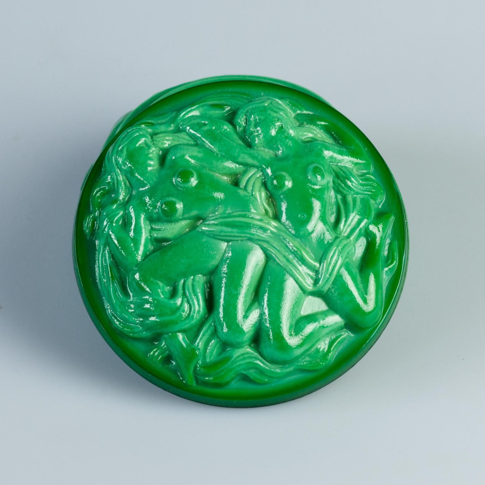 photo furniture Hoffmann And Schlevogt Art Nouveau Malachite Glass Trinket Box