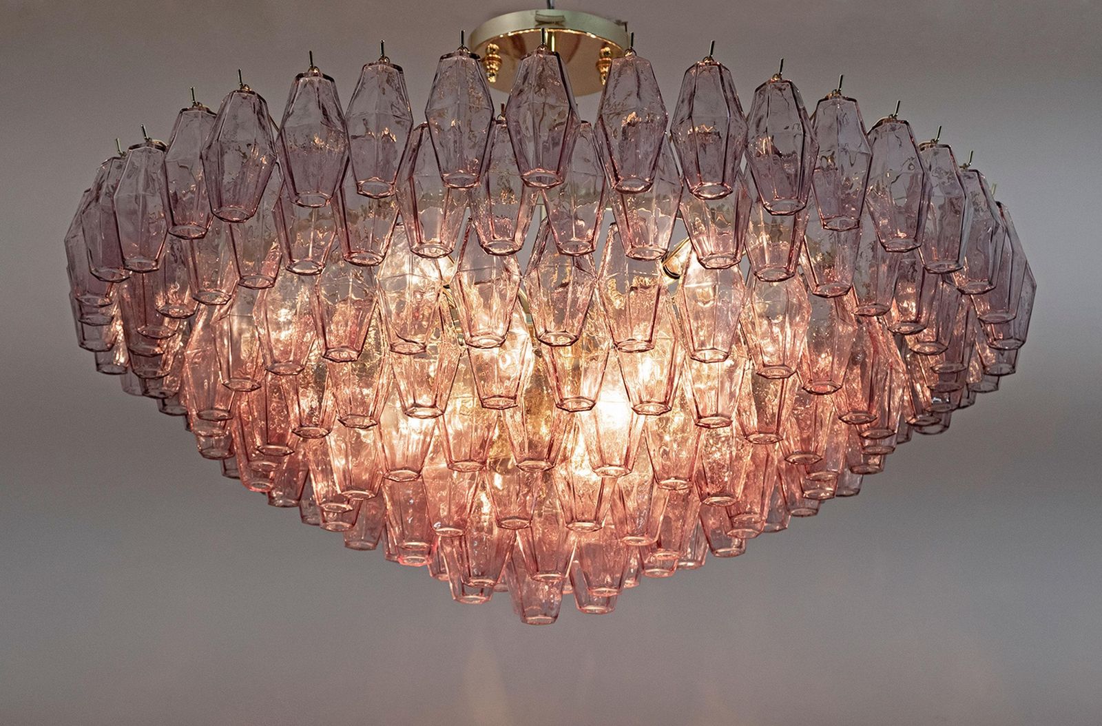 Carlo Scarpa Style Mid Century Modern Murano Glass Poliedri Chandelier By Venini photo furniture