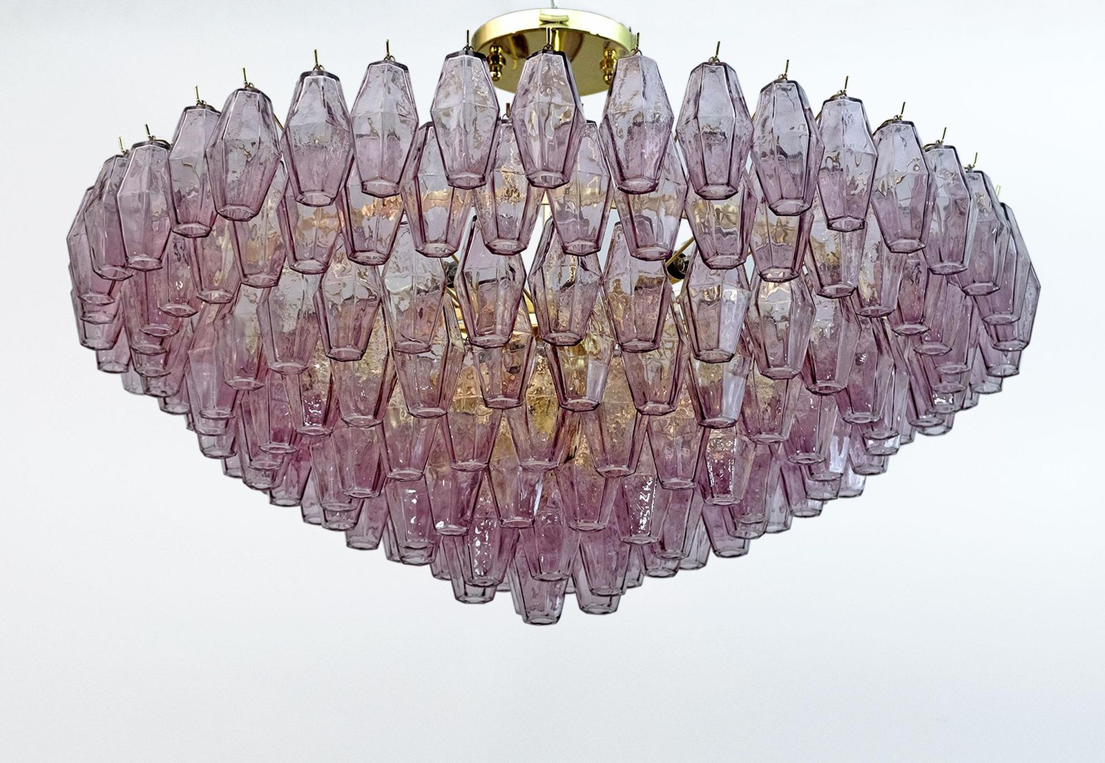 Carlo Scarpa Style Mid Century Modern Murano Glass Poliedri Chandelier By Venini photo for sale