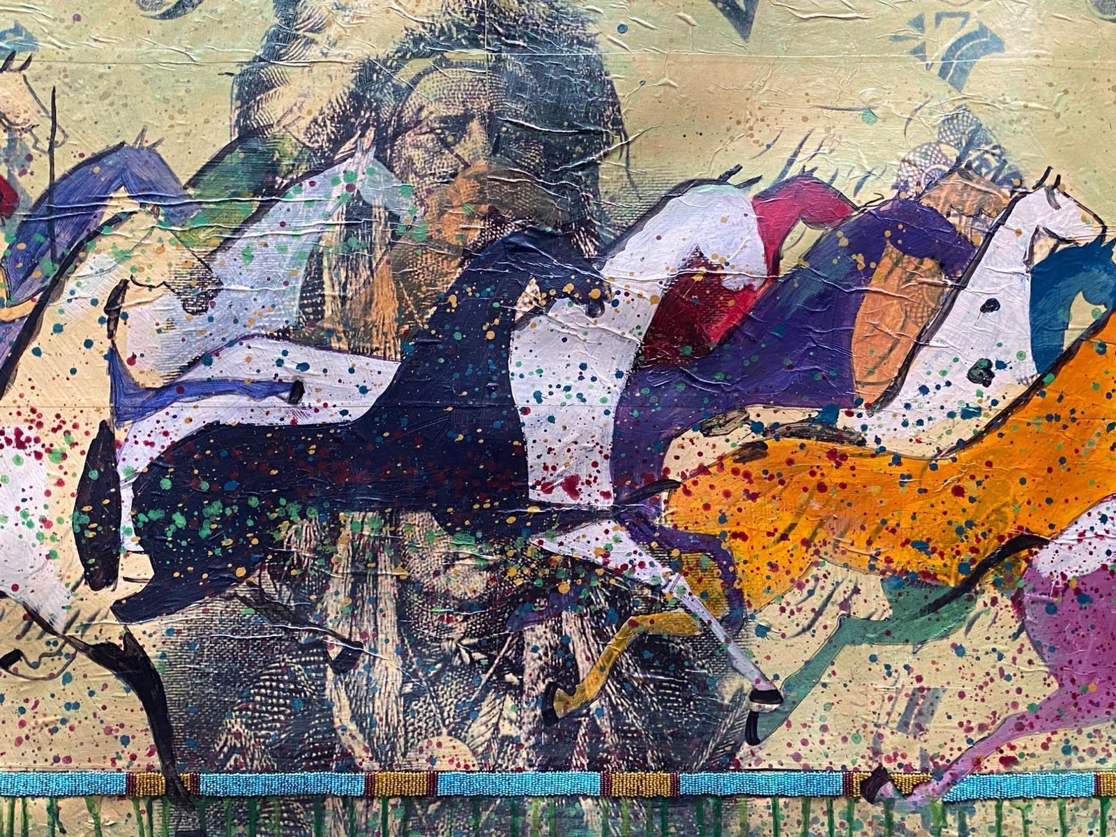 Stan Natchez (Shoshone/Paiute, B.1954) Horses And Navajos On A 5 Dollar Bill photo 2900.0