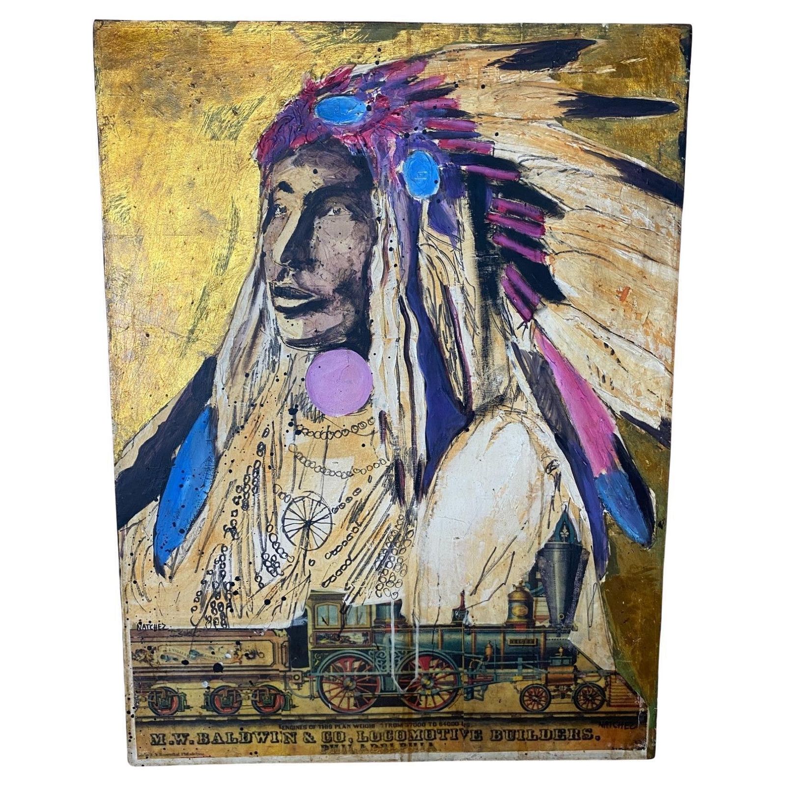 Stan Natchez (Shoshone/Paiute, B.1954) Navajo And A Train