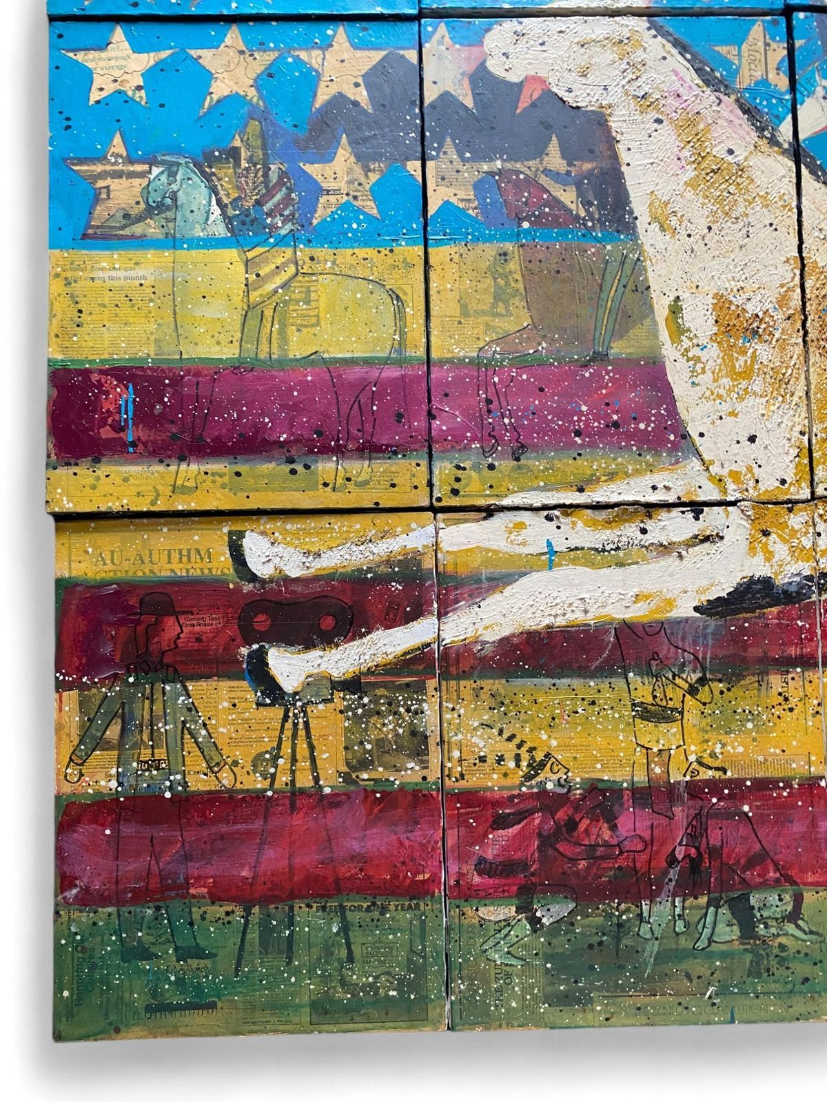 Stan Natchez (Shoshone/Paiute, B.1954) An Eighteen Part Collage Of A Figure On H photo 4588.0