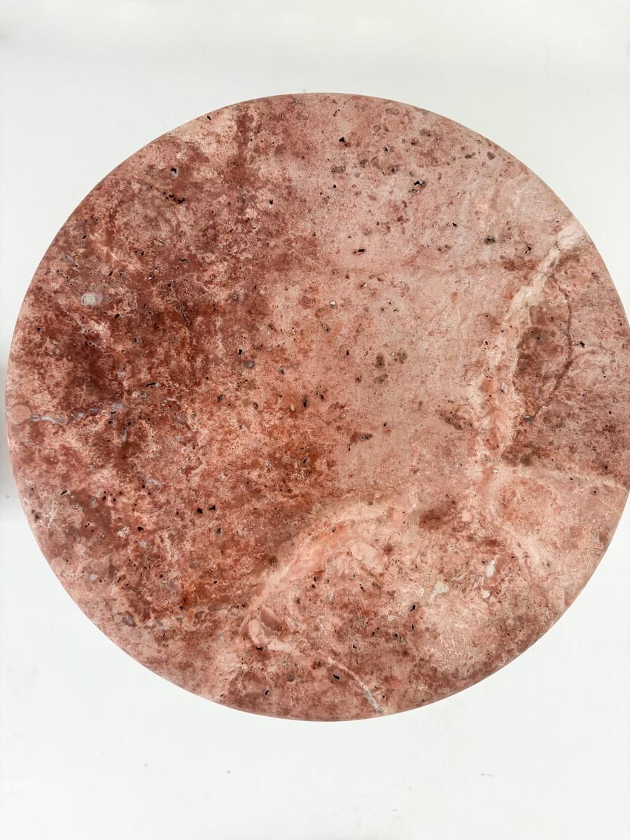 Contemporary Pair Of Pink Travertine Side Tables photo Furniture