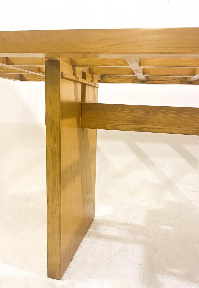 Mid Century Dining Table, Wood With Glass Top, Italy, 1970s photo Furniture