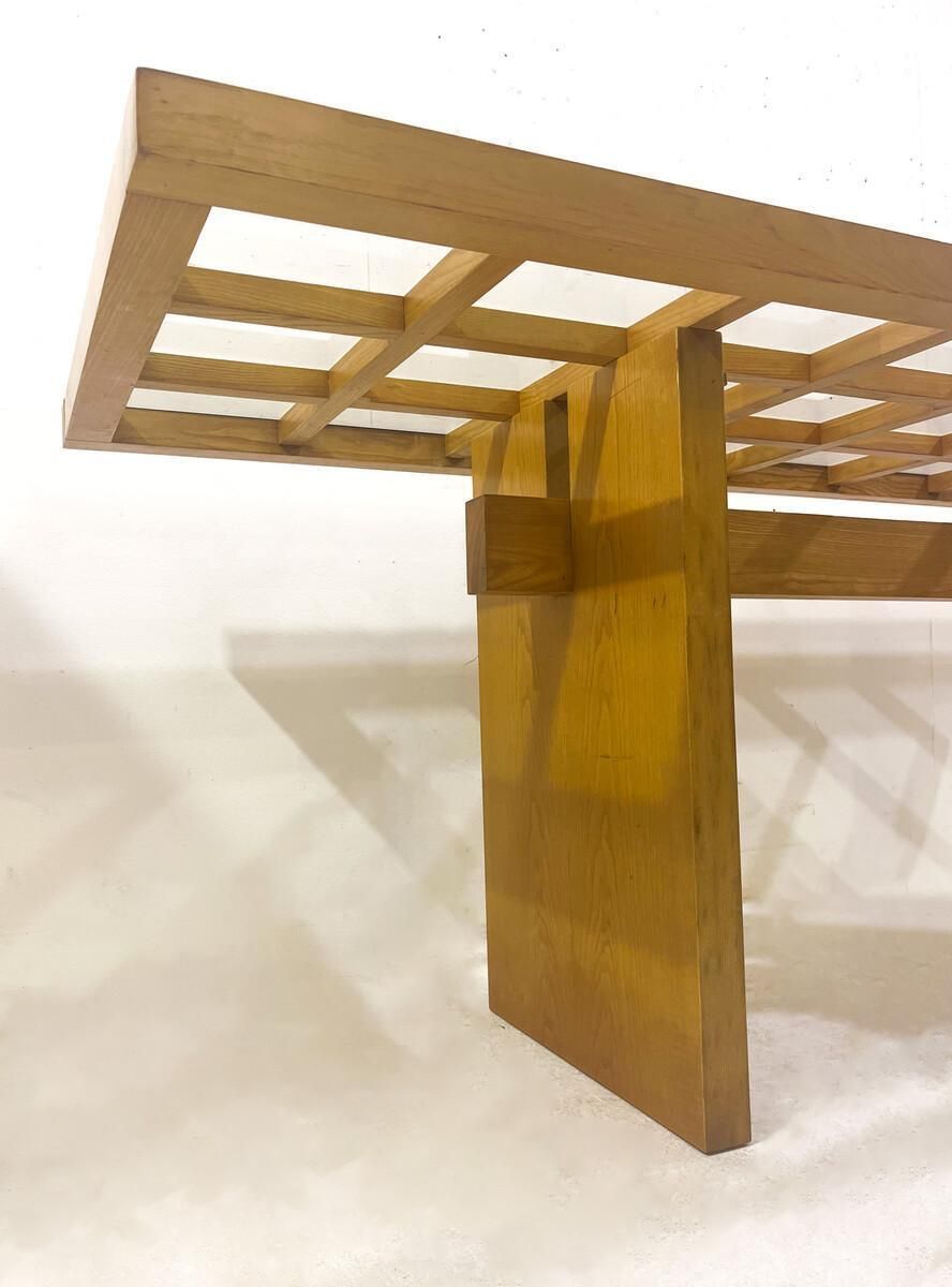 Mid Century Dining Table, Wood With Glass Top, Italy, 1970s photo buy