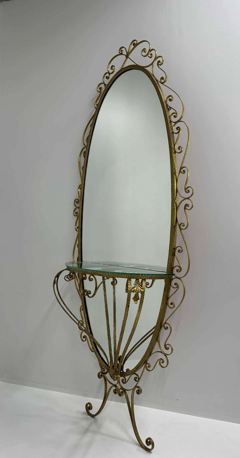 Italian Set Of Wall Mirror Console And Pouf By Pierluigi Colli, 1960s photo for sale