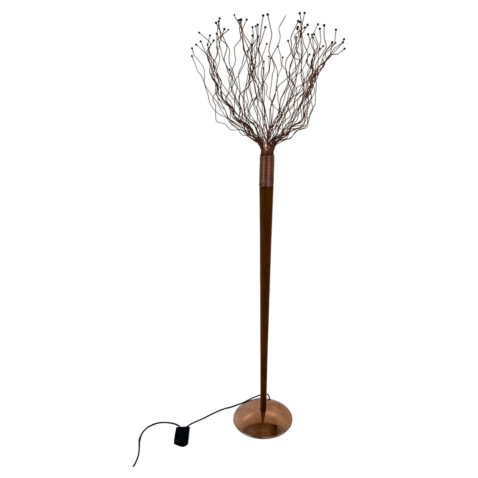 Italian Wood, Copper And Brass Tree Floor Lamp, Paolo Donatello, 1990s